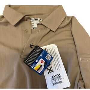 Vertx Polo Shirt Men’s Large Coldblack Schoeller Long Sleeve Tan Brown VTX4020P